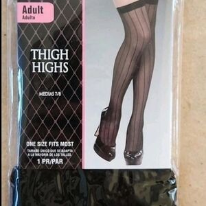 Sheer Black Vertical Stripe Thigh Highs